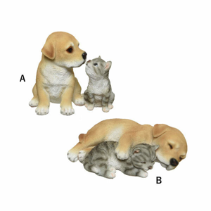 Štěně a kotě dvojice sedící/ležící polyresin