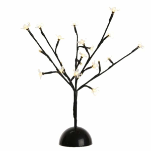 Strom svítící kvetoucí mini 20LED barevný na baterie černý 38cm