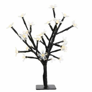 Strom svíticí kvetoucí mini 20LED teplá bílá baterie 25cm černá