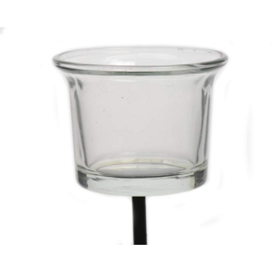 Svícen zápich na čajovou svíčku d6x10cm sklo/kov čirý