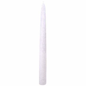 Svíčka kónická drápaná perleťová bílá 23cm