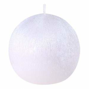 Svíčka koule drápaná perleť 7cm bílá