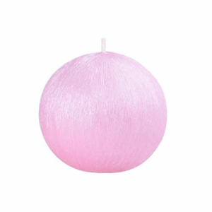Svíčka koule drápaná perleť růžová 7cm