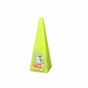 Svíčka pyramida zajíc zelená 15cm