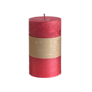 Svíčka válcová RUSTIC metalická červená 15cm