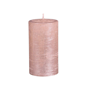 Svíčka válcová RUSTIC metalická růžová 9cm