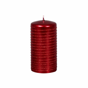 Svíčka válec Andalo metalik glitry spirála červená 14cm