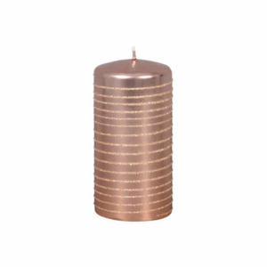 Svíčka válec Andalo metalik glitry spirála růžová 14cm