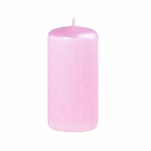 Svíčka válec drápaná perleť růžová 10cm