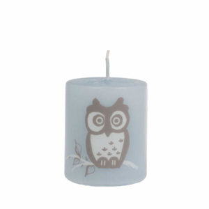 Svíčka válec UNIPAR HAPPY OWL modrá 6cm