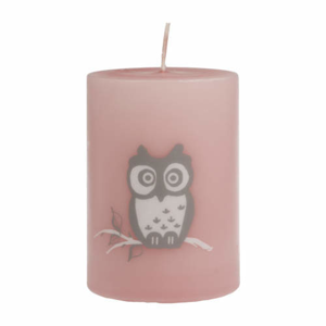 Svíčka válec UNIPAR HAPPY OWL růžová 10cm