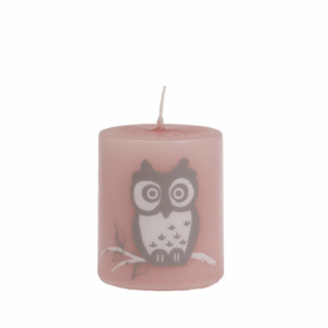 Svíčka válec UNIPAR HAPPY OWL růžová 6cm