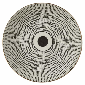 Talíř keramický kulatý JONN 21cm bílo-černý mix motivů čárky