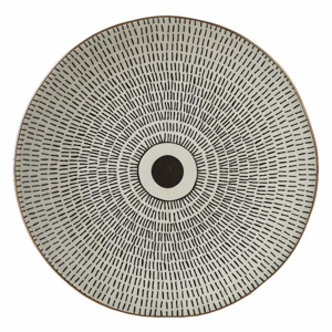Talíř keramický kulatý JONN 26cm bílo-černý mix motivů čárky