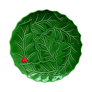 Talíř kulatý porcelánový HOLLY & BERRIES zelený 30cm
