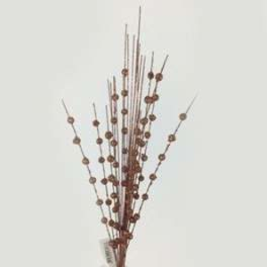 Tráva s perlami umělá s glitry 75 cm měděná