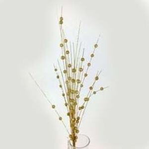 Tráva s perlami umělá s glitry 75cm zlatá