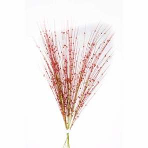 Tráva s perlami umělá s glitry červená 78cm