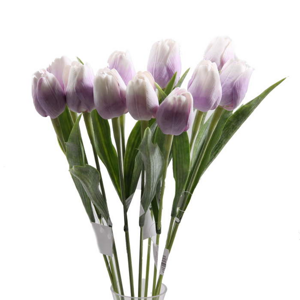 Tulipán řezaný umělý 40cm bílo-fialový