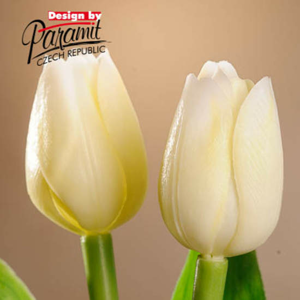 Tulipán řezaný umělý 40cm krémovo-bílý