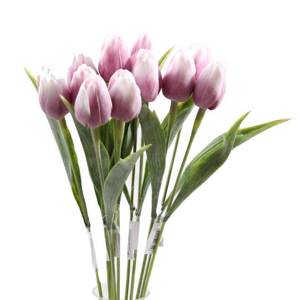 Tulipán řezaný umělý 40cm růžovo-bílá