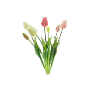 Tulipán SALLY svazek umělý krémovo-růžový 7ks