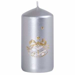 Válcová svíčka dvojzvonek 10cm stříbrná