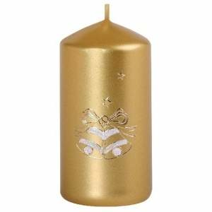 Válcová svíčka dvojzvonek 10cm zlatá