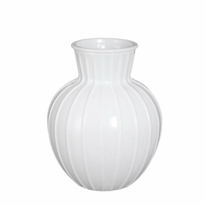 Váza AIVY žebrovaná sklo bílá  19,5cm