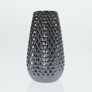 Váza kónická dekor diamanty keramika černá 33cm
