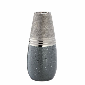 Váza kónická MAGMA keramika šedá-stříbrná 30cm