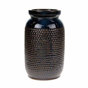Váza kulatá dekor reliéf tečky keramika černá 25,5cm