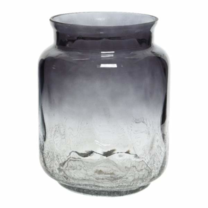 Váza kulatá HURRICANE popraskané dno skleněná 23cm mix barev šedá
