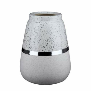 Váza kulatá kónická ALGARVE keramika bílo-šedá 16cm