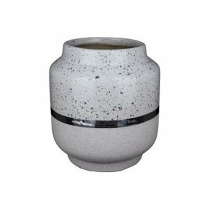 Váza kulatá úzké hrdlo ALGARVE keramika bílo-šedá 16cm