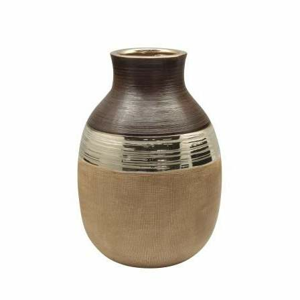 Váza kulatá úzké hrdlo BRADORA keramika hnědá 20cm
