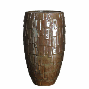 Váza ovál JUR keramika hnědá-perleť 40cm