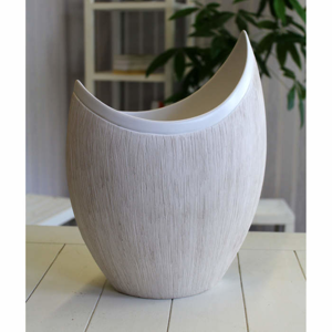 Váza ovál půlměsíc keramika krémová 39cm