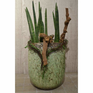 Váza ovál URBAN keramika hnědo-zelená 35cm