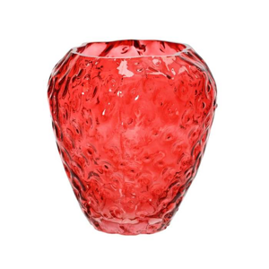 Váza skleněná ve tvaru jahody červená 26cm
