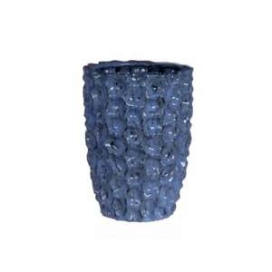 Váza válec DENTED keramika glazovaná modrá 20cm