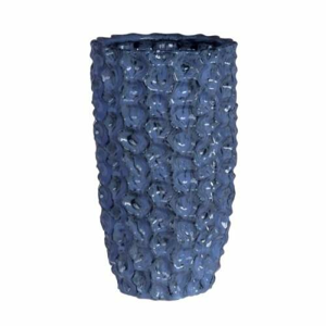 Váza válec DENTED keramika glazovaná modrá 25cm