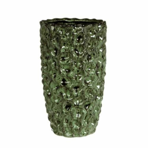 Váza válec DENTED keramika glazovaná zelená 25cm