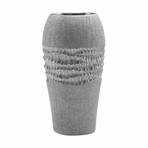 Váza válec kónická SPLENDOR dekor vrypy keramika stříbrná 24,5cm