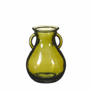 Váza/džbán SITIA 2 ucha sklo zelená 16cm