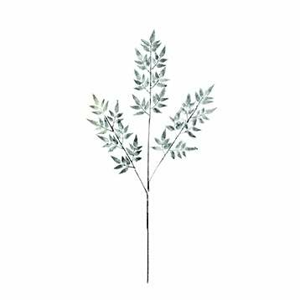 Větev listy kapradí umělá s glitry bílá 78cm