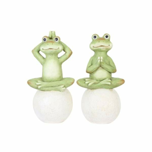 Žába sedící na kouli keramika mix zelená/bílá 47,5cm