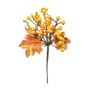 Zápich bobule a listy umělé žluto-oranžové 25cm