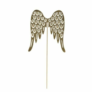 Zápich křídla andělská kovová zlatá 49cm