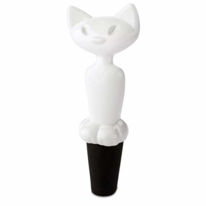 Zátka na lahve kočka MIAOU plast bílá 11cm